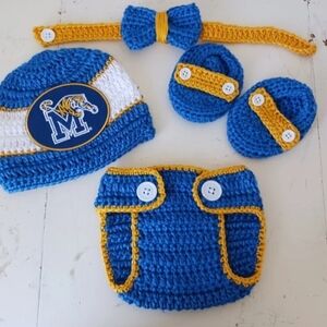 Crochet Baby Boy Memphis Tigers Football Inspired Outfit Photo Prop